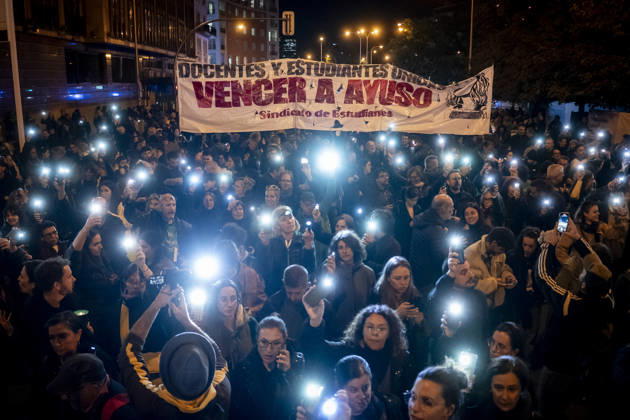 Spanien, Protest gegen Polizeigewalt bei Bildungsstreik in Madrid