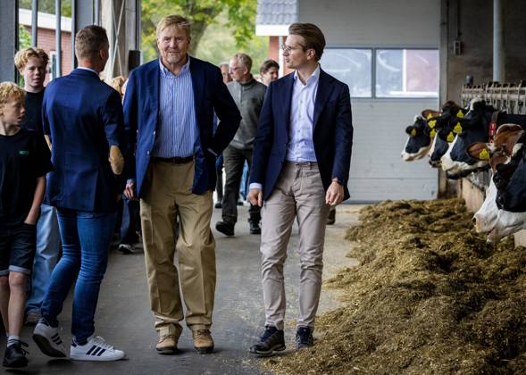 Royals: King Willem-Alexander of the Netherlands visits a dairy farm in Overijssel