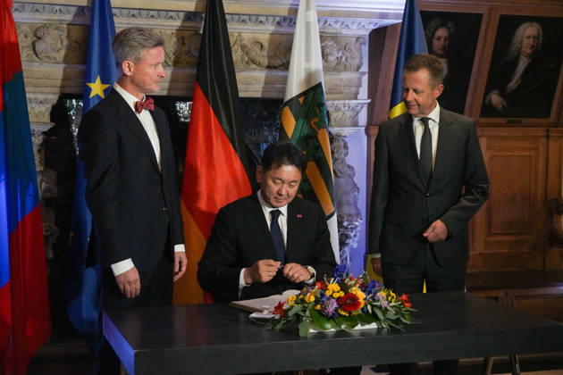 Leipzig, Besuch des Mongolischen Präsidenten Ukhnaa Khurelsukh