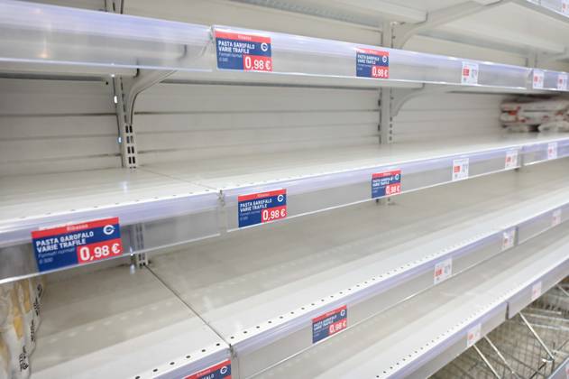 Italy: Empty supermarkets following protests against high petrol and diesel prices in Naples