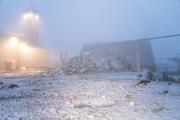 Saxony, a storm and fresh snow on the Fichtelberg