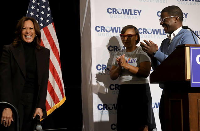 USA, mid-term elections, David Crowley on the campaign trail with Kamala Harris in Milwaukee, Wisconsin