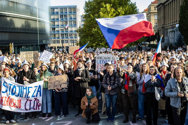 Prague, demonstration in support of independent media in the Czech Republic