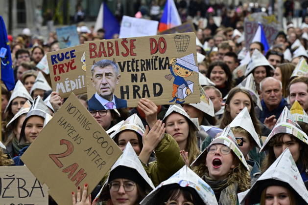 Brno, demonstration in support of independent media in the Czech Republic