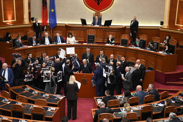 Albania: Protests at the Parliament in Tirana