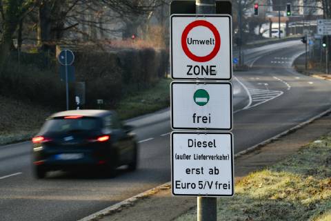Stuttgart, traffic sign Diesel driving ban starting from Euro 5 V