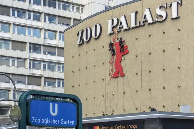 69th Berlinale - red Berlinale bear is attached to the Zoo-Palast cinema