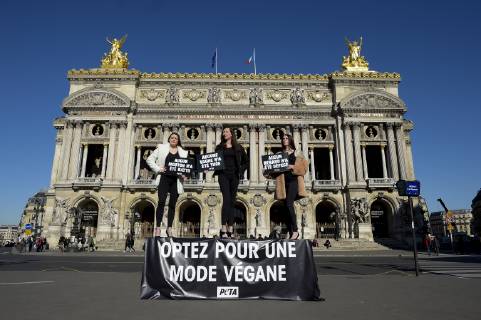 Paris Fashion Week - Peta Protest