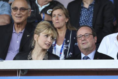 Julie Gayet and Francois Hollande at womens football match France - Chile