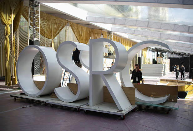 Hollywood, preparations for the Oscars at Dolby Theater