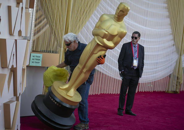 Hollywood, preparations for the Oscars at the Dolby Theater