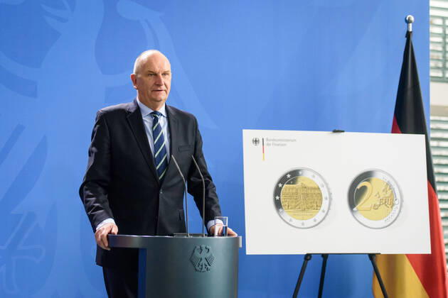 Berlin, presentation of the 2-euro special coin 2020 Brandenburg in the Federal Chancellery
