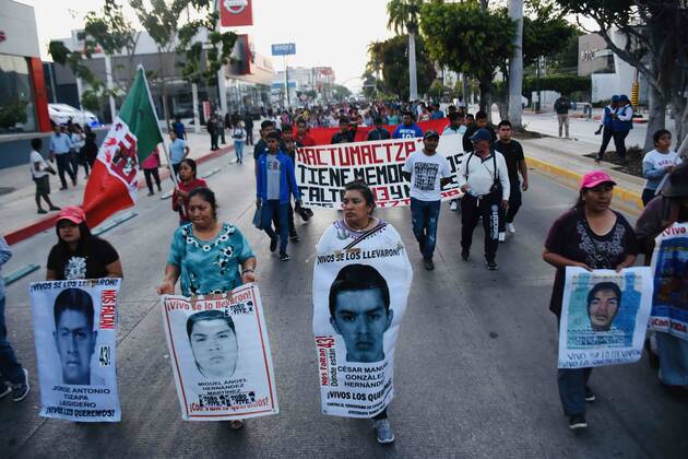 Mexico, commemoration march for the victims of the mass abduction in Iguala 2014