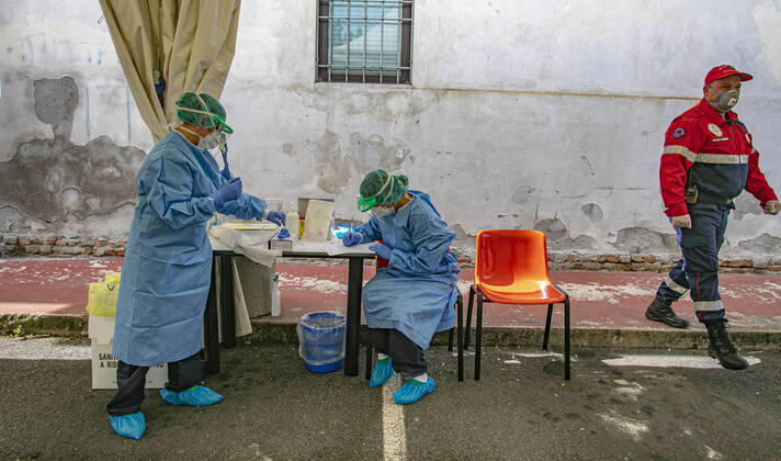 Coronavirus in Italien, Drive-in Teststation in Bergamo