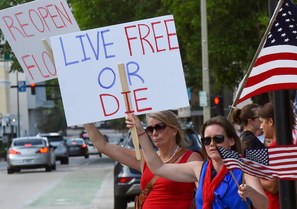 Coronavirus in den USA, Demonstranten in Orlando