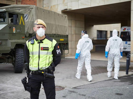 Coronavirus in Spanien, Desinfektion in Pamplona