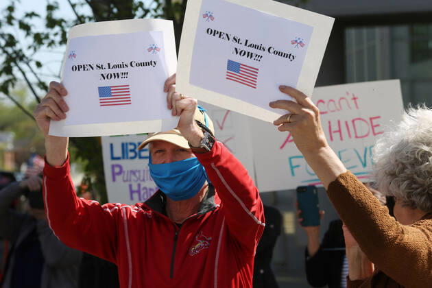 Coronavirus in den USA, Proteste in Clayton, Missouri