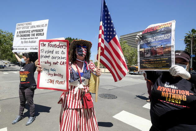 Coronavirus in den USA, Demonstration gegen Corona-Maßnahmen in Los Angeles