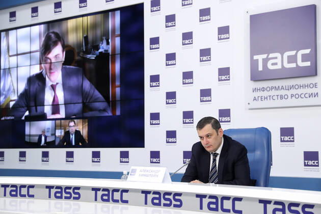 Coronavirus in Russland, Online-Pressekonferenz der Duma in Moskau