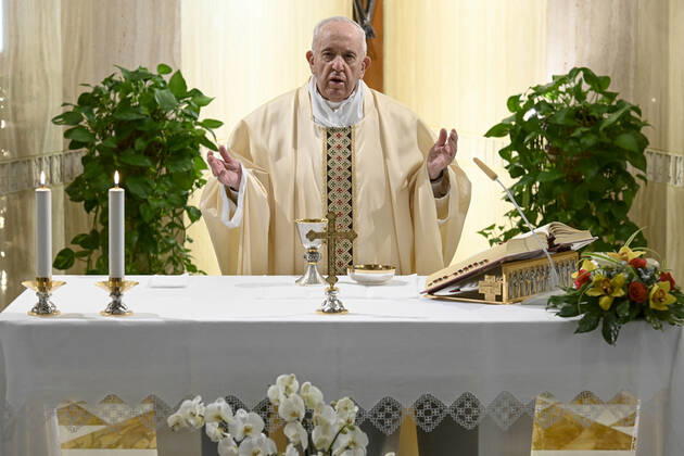 Coronavirus im Vatikan, Papst Franziskus hält eine Messe im Domus Sanctae Marthae