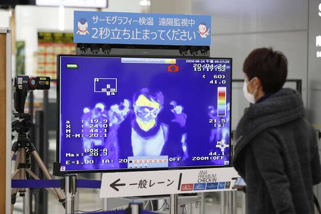 Coronavirus in Japan, neuer Körpertemperatur-Check am Flughafen in Osaka