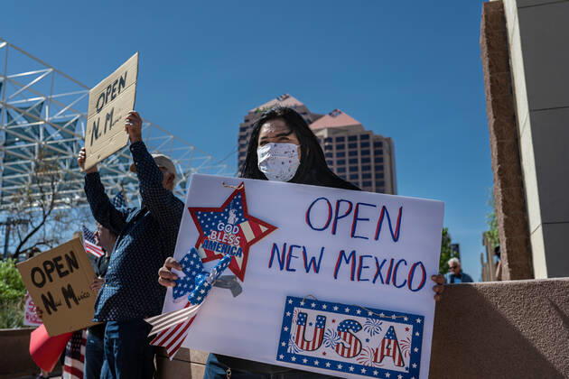 Coronavirus in den USA, Demonstration gegen Corona-Maßnahmen in Albuquerque