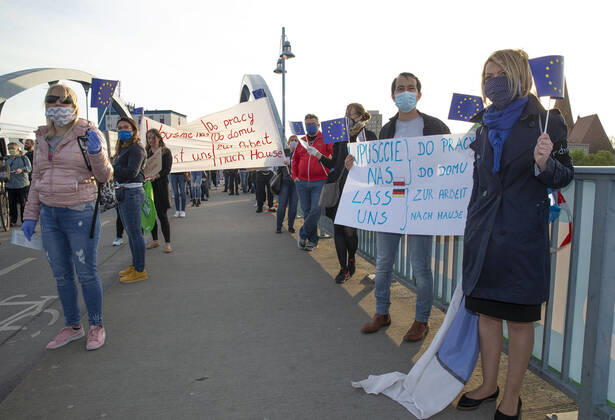 Coronavirus, Grenz-Protest in Frankfurt Oder und Slubice
