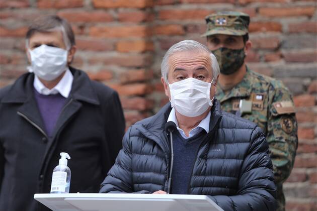 Coronavirus in Chile, Pressekonferenz von Gesundheitsminsiter Jaime Manalich in Punta Arenas